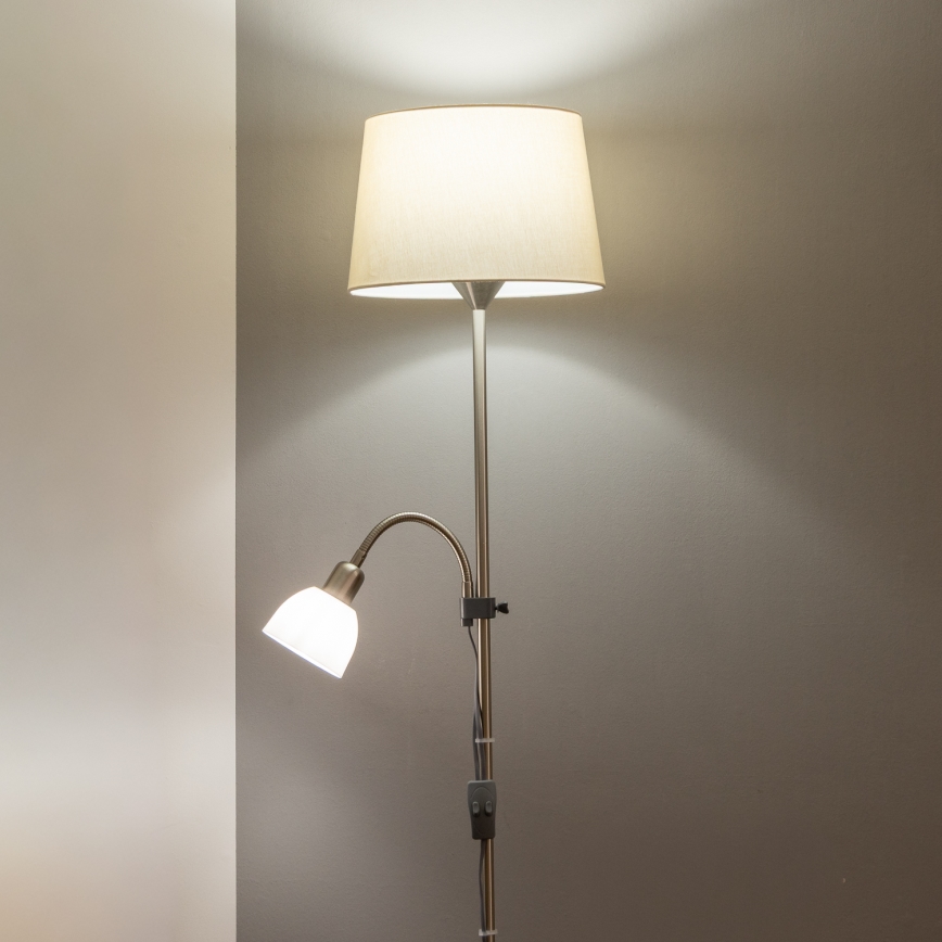 Brilagi - Lampa stojąca CERIA 1xE27/100W/230V + 1xE14/25W matowy chrom/beżowy
