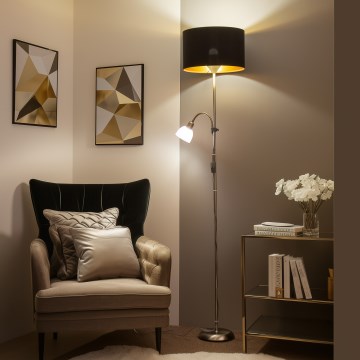 Brilagi - Lampa stojąca CERIA 2 w 1 1xE27/100W/230V + 1xE14/25W chrom matowy/czarny