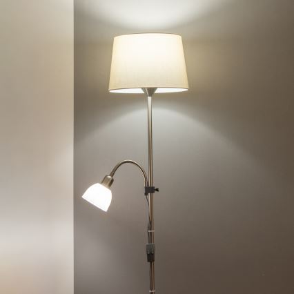 Brilagi - Lampa stojąca CERIA 2 w 1 1xE27/100W/230V + 1xE14/25W matowy chrom/beżowy