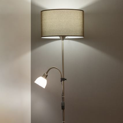 Brilagi - Lampa stojąca CERIA 2 w 1 1xE27/100W/230V + 1xE14/25W matowy chrom/brązowy