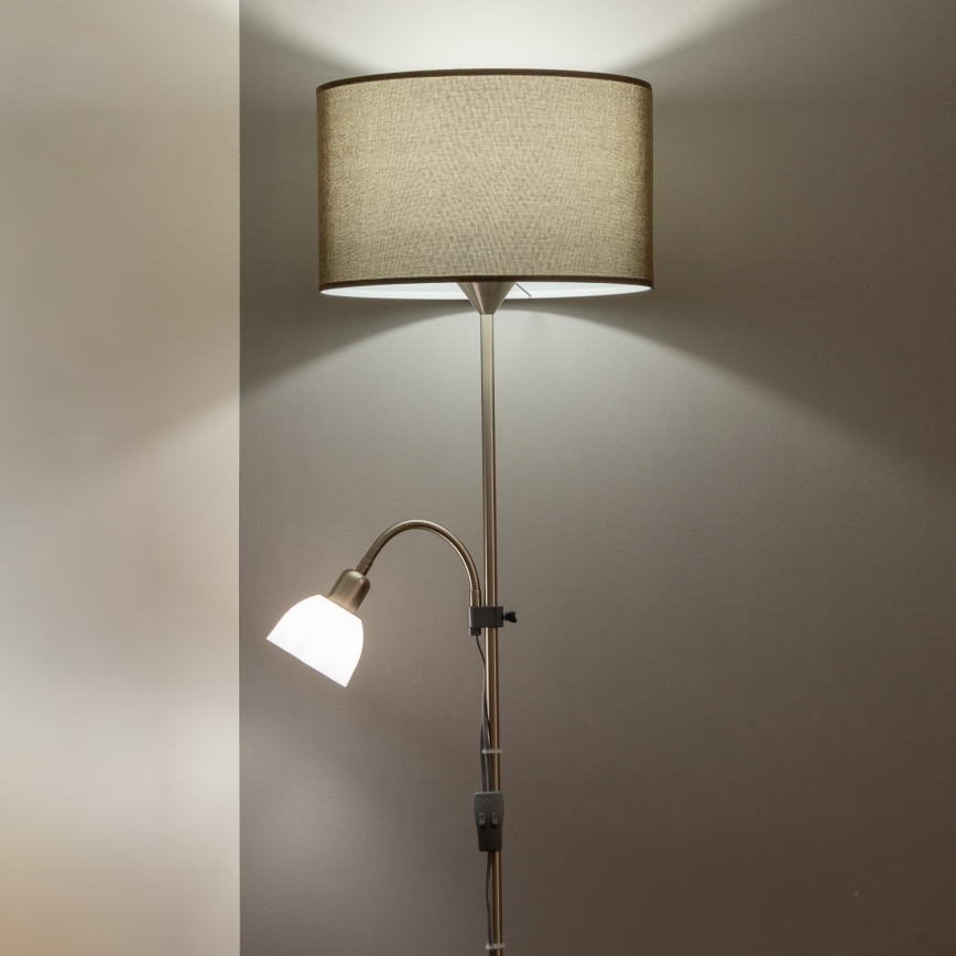 Brilagi - Lampa stojąca CERIA 2 w 1 1xE27/100W/230V + 1xE14/25W matowy chrom/brązowy