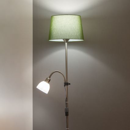 Brilagi - Lampa stojąca CERIA 2 w 1 1xE27/100W/230V + 1xE14/25W matowy chrom/zielony