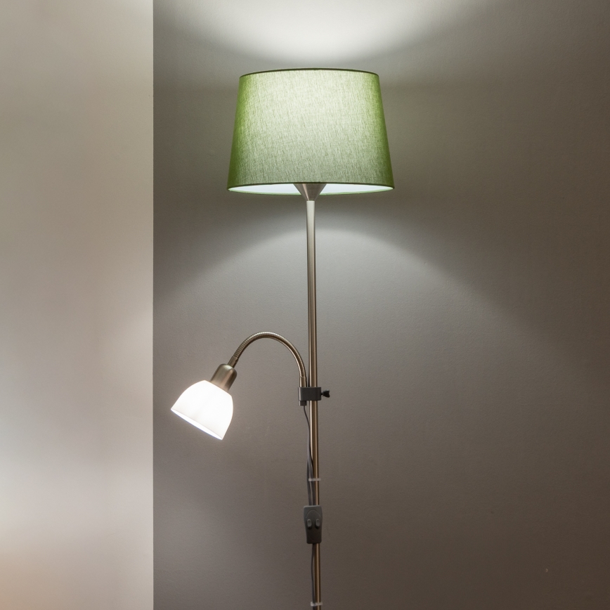 Brilagi - Lampa stojąca CERIA 2 w 1 1xE27/100W/230V + 1xE14/25W matowy chrom/zielony