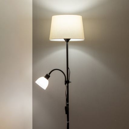 Brilagi - Lampa stojąca CERIA 2w1 1xE27/100W/230V + 1xE14/25W czarna/beżowa