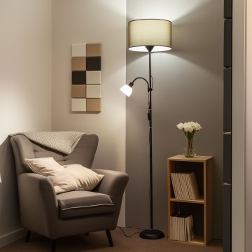 Brilagi - Lampa stojąca CERIA 2w1 1xE27/100W/230V + 1xE14/25W czarna/brązowa