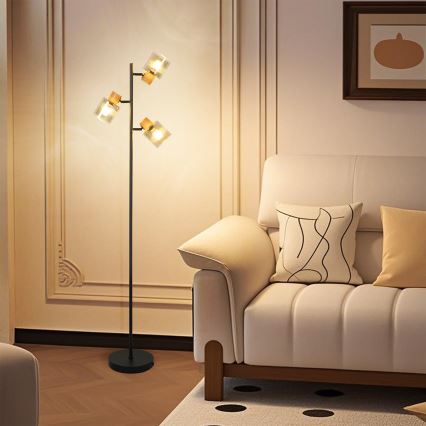 Brilagi - Lampa stojąca HYGGE 3xE14/15W/230V drewno/dymiona