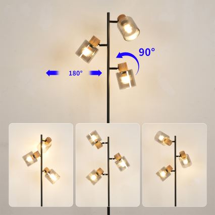 Brilagi - Lampa stojąca HYGGE 3xE14/15W/230V kauczukowiec/dymna