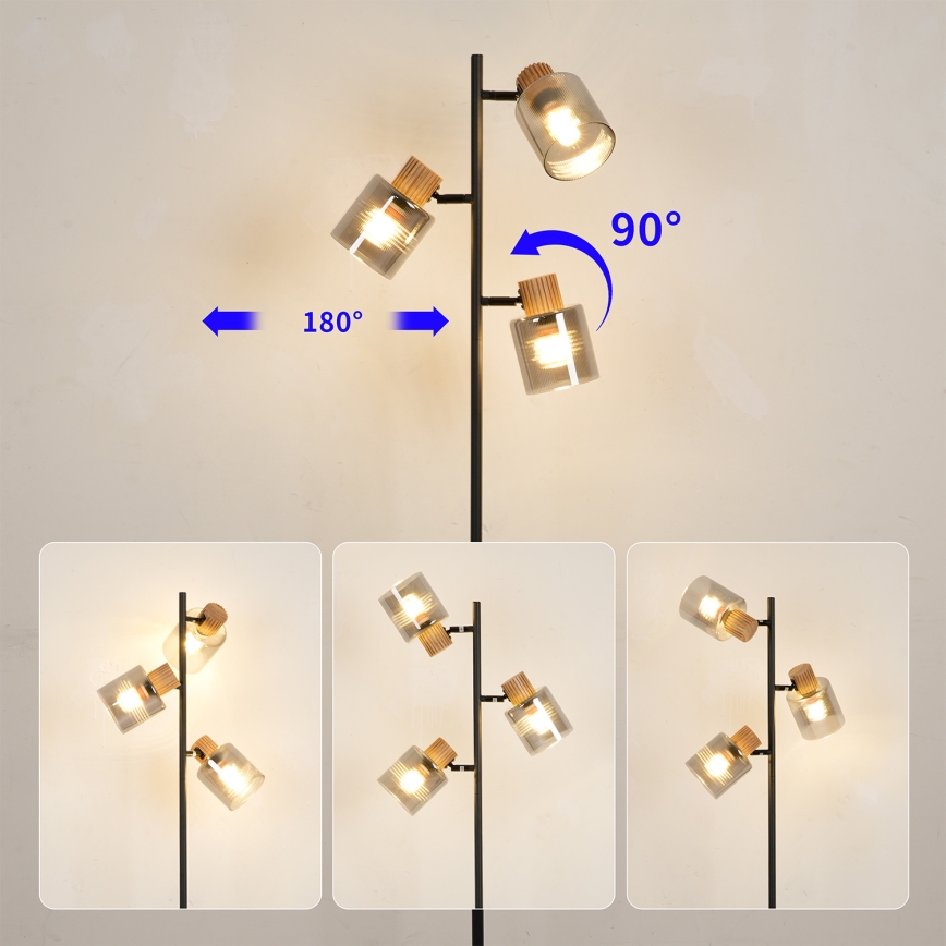 Brilagi - Lampa stojąca HYGGE 3xE14/15W/230V kauczukowiec/dymna