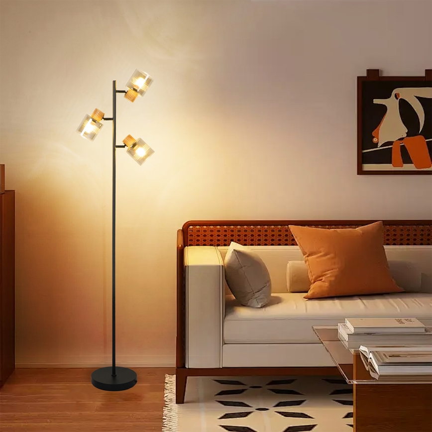 Brilagi - Lampa stojąca HYGGE 3xE14/15W/230V kauczukowiec/dymna