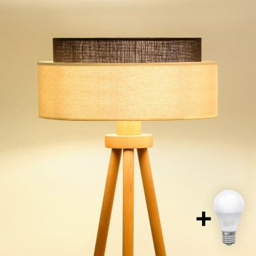 Brilagi - Lampa stojąca LED BOHO STYLE 1xE27/15W/230V kremowa/brązowa