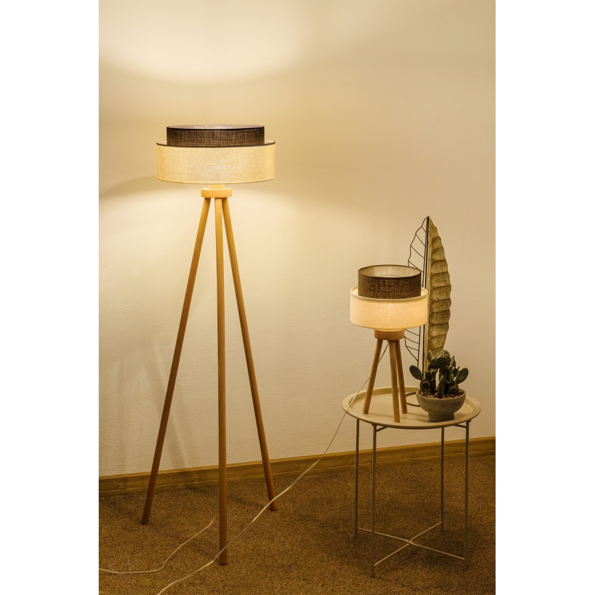 Brilagi - Lampa stojąca LED BOHO STYLE 1xE27/15W/230V kremowa/brązowa