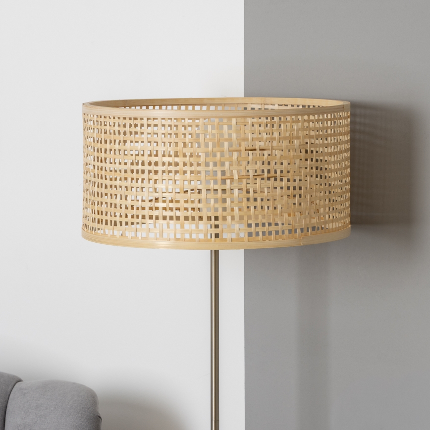 Brilagi - Lampa stojąca LED CERIA 1x E27/40W/230V śr. 40 cm bambus/matowy chrom