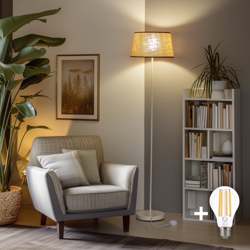 Brilagi - Lampa stojąca LED CERIA 1xE27/40W/230V śr. 35 cm beżowa/biała