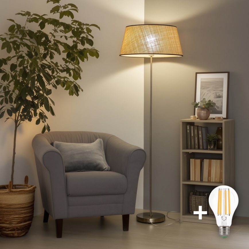 Brilagi - Lampa stojąca LED CERIA 1xE27/40W/230V, średnica 50 cm, beżowa/matowy chrom