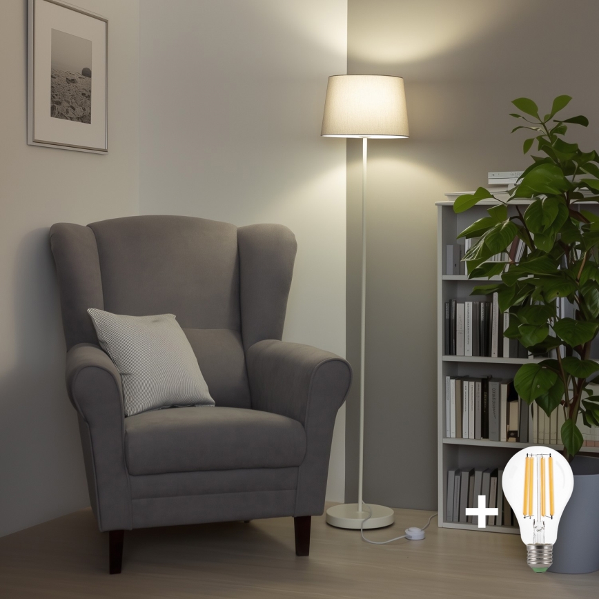 Brilagi - Lampa stojąca LED CERIA 1xE27/40W/230V střednica 30 cm szara/biała