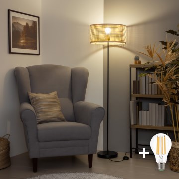 Brilagi - Lampa stojąca LED CERIA 1xE27/40W/230V Ø 25 cm bambus/czarny