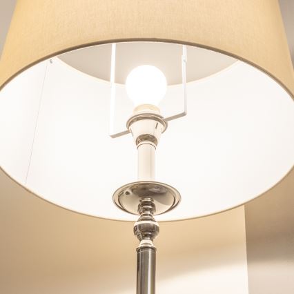 Brilagi - Lampa stojąca LED CERIA 1xE27/60W/230V śr. 45 cm chrom błyszczący/beżowy