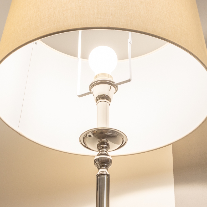 Brilagi - Lampa stojąca LED CERIA 1xE27/60W/230V śr. 45 cm chrom błyszczący/beżowy