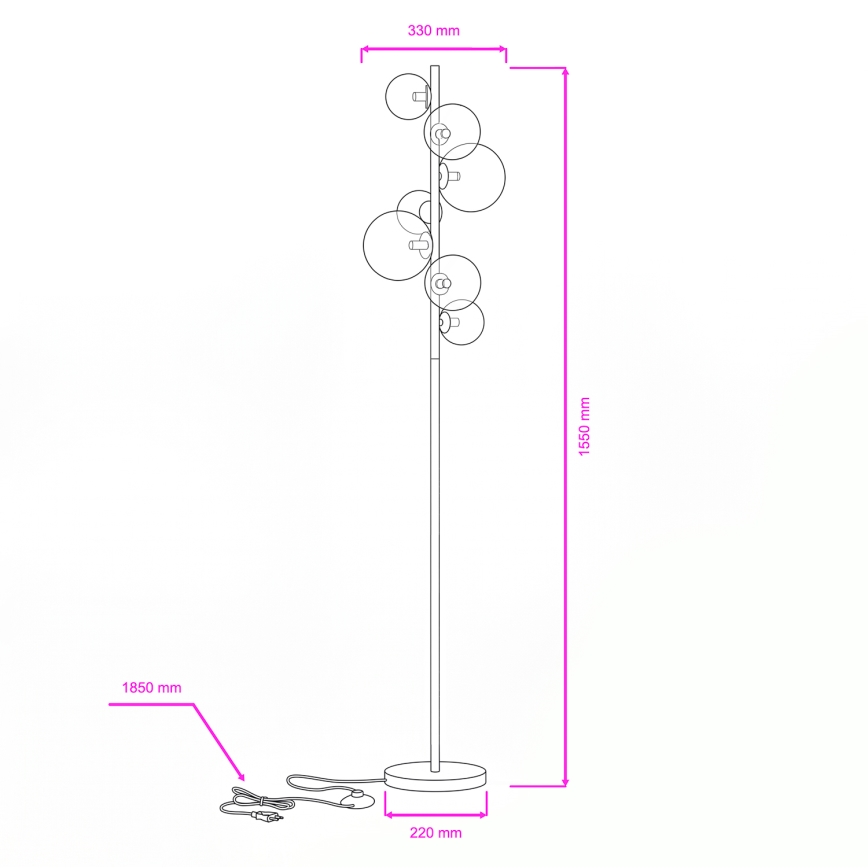 BRILAGI - Lampa stojąca LED MILLA 7xG9/3W/230V czarny chrom/biały