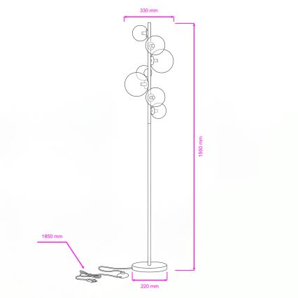 Brilagi - Lampa stojąca LED MILLA 7xG9/3W/230V czarny chrom/dymione