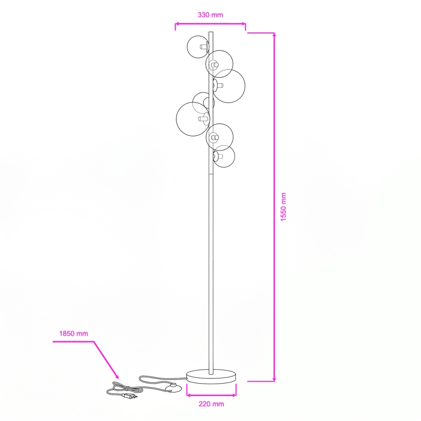 Brilagi - Lampa stojąca LED MILLA 7xG9/3W/230V czarny chrom/dymione