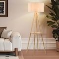 BRILAGI - Lampa stojąca NORDIC WAVE 1xE27/15W/230V drewno/len