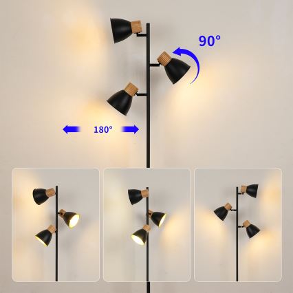 Brilagi - Lampa stojąca ODENSE 3xE14/10W/230V drewno/czarny