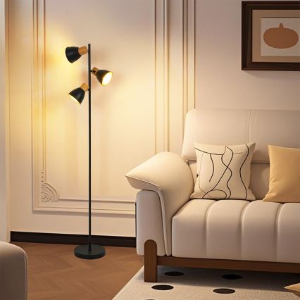Brilagi - Lampa stojąca ODENSE 3xE14/10W/230V drewno/czarny