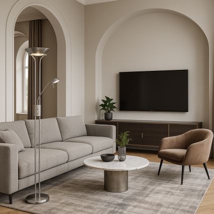 Brilagi - Ściemniana lampa stojąca SCARLETT 1xR7s/230W/230V + 1xG9/40W matowy chrom