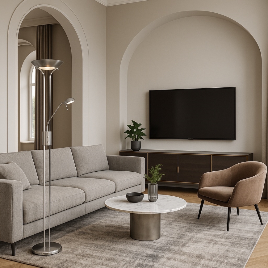 Brilagi - Ściemniana lampa stojąca SCARLETT 1xR7s/230W/230V + 1xG9/40W matowy chrom