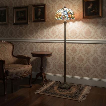 Brilagi - Lampa stojąca Tiffany witrażowa JUNGLE 2xE27/60W/230V