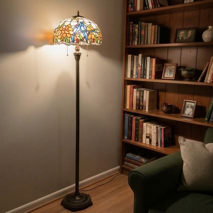 Brilagi - Lampa stojąca Tiffany witrażowa JUNGLE 2xE27/60W/230V