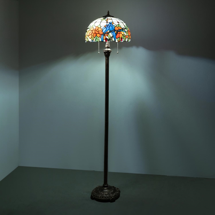 Brilagi - Lampa stojąca Tiffany witrażowa JUNGLE 2xE27/60W/230V