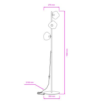 Brilagi - Lampa stojąca VULCANO 3xG9/8W/230V czarna/dymiona