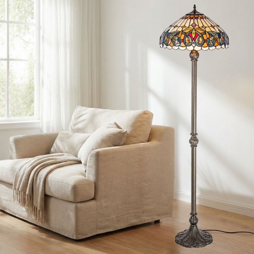 Brilagi - Lampa stojąca witrażowa Tiffany LUISA 2xE27/60W/230V