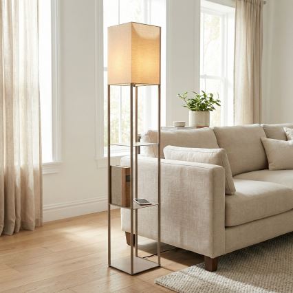 Brilagi - Lampa stojąca z półkami GRADUS 1xE27/40W/230V 150 cm szary/beżowy