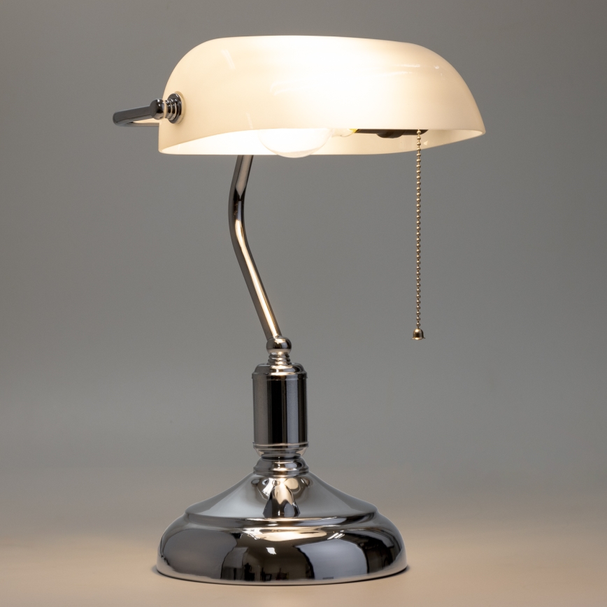 Brilagi - Lampa stołowa BANK OFFICE 1xE27/60W/230V chrom błyszcząca/biała
