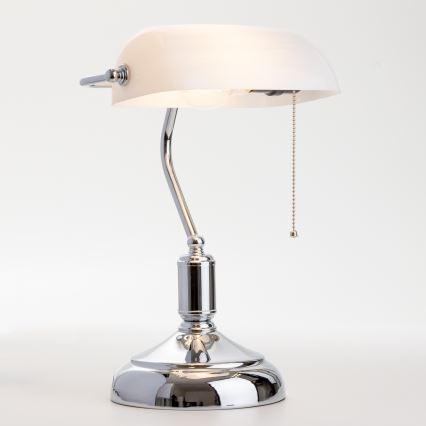 Brilagi - Lampa stołowa BANK OFFICE 1xE27/60W/230V chrom błyszcząca/biała