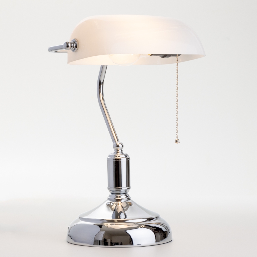 Brilagi - Lampa stołowa BANK OFFICE 1xE27/60W/230V chrom błyszcząca/biała