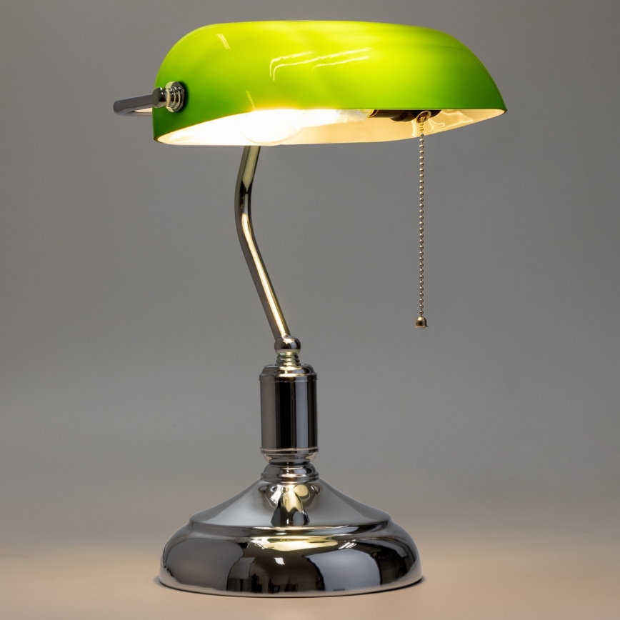 Brilagi - Lampa stołowa BANK OFFICE 1xE27/60W/230V chrom błyszczący/zielony