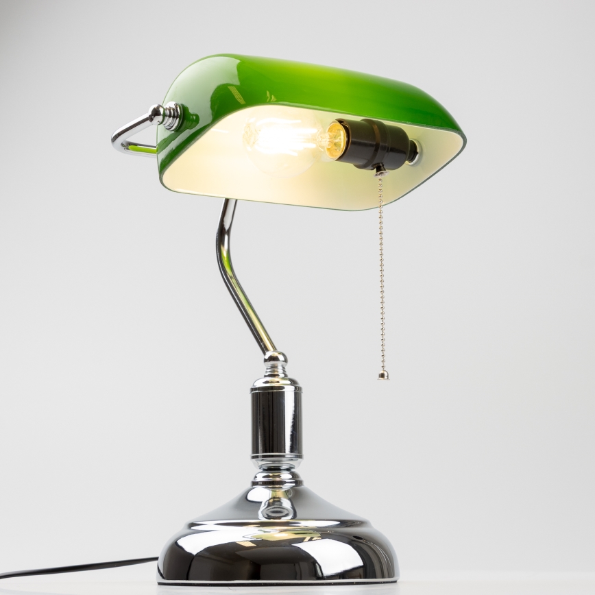 Brilagi - Lampa stołowa BANK OFFICE 1xE27/60W/230V chrom błyszczący/zielony