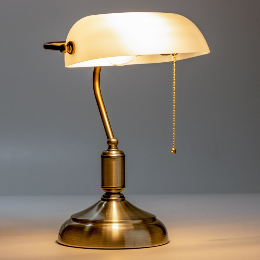 Brilagi - Lampa stołowa BANK OFFICE 1xE27/60W/230V mosiądz/biała