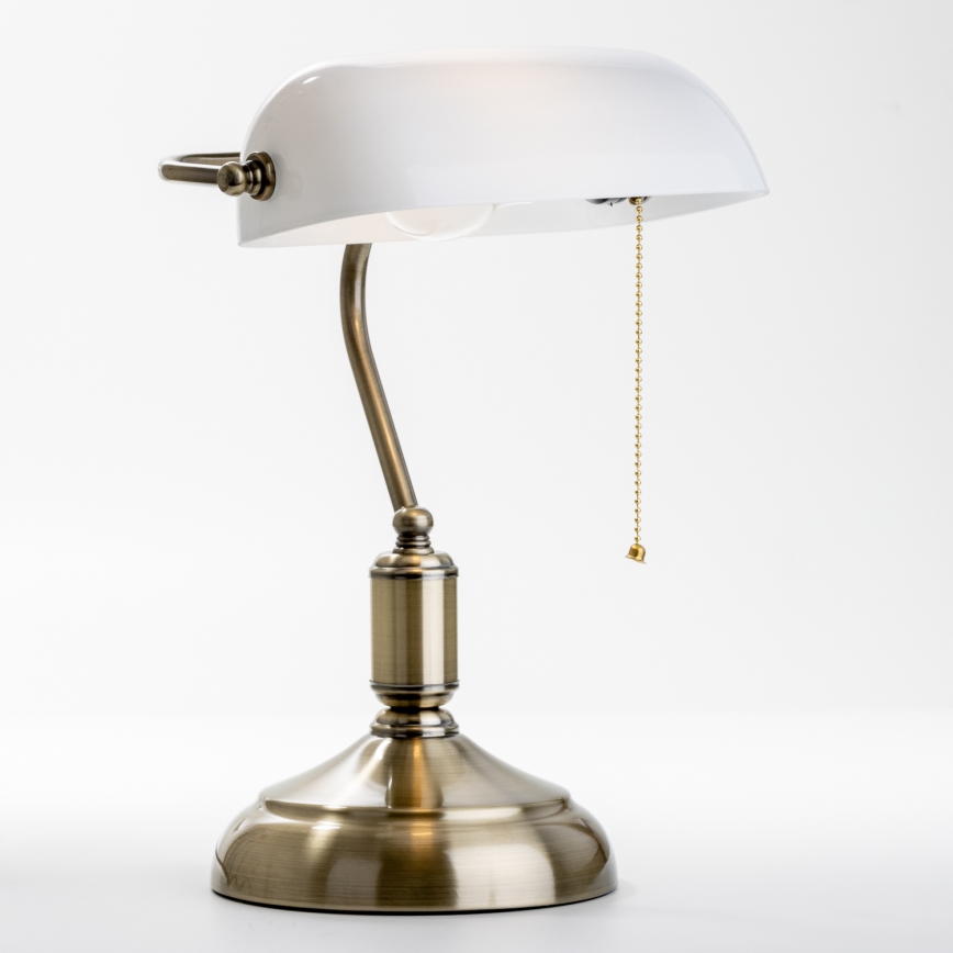 Brilagi - Lampa stołowa BANK OFFICE 1xE27/60W/230V mosiądz/biała