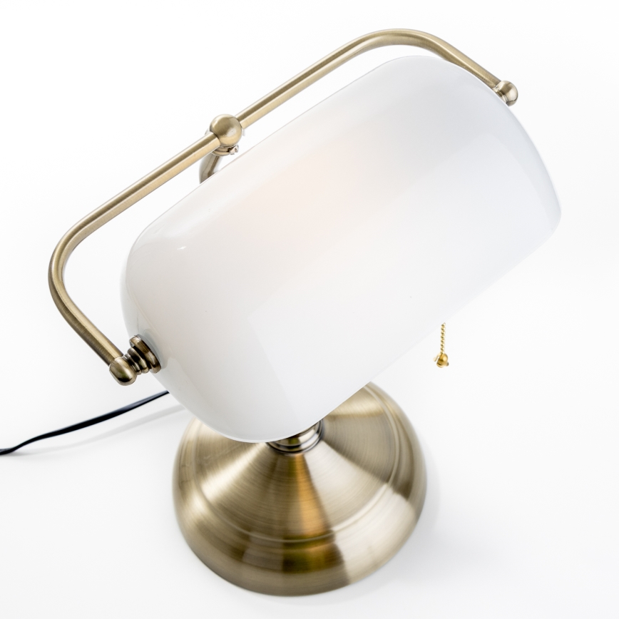 Brilagi - Lampa stołowa BANK OFFICE 1xE27/60W/230V mosiądz/biała