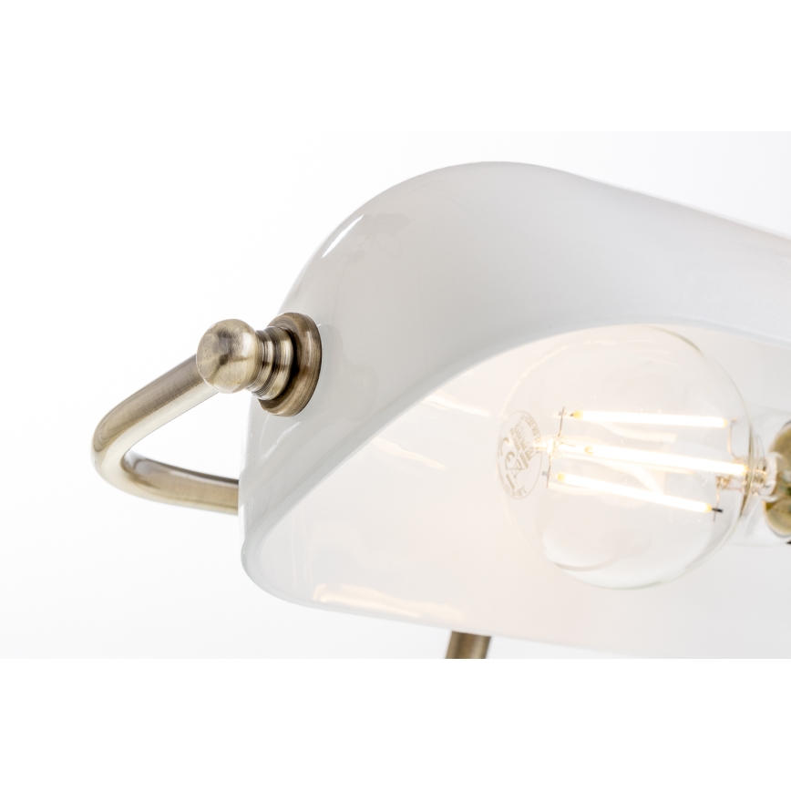 Brilagi - Lampa stołowa BANK OFFICE 1xE27/60W/230V mosiądz/biała