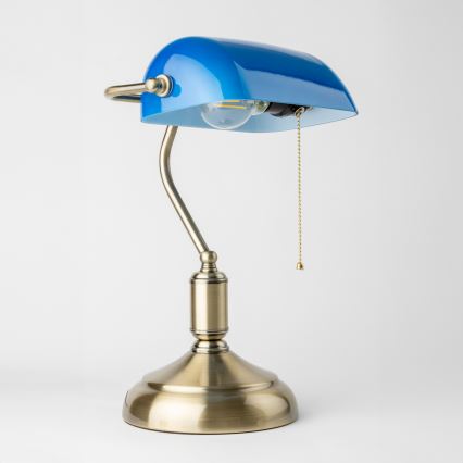 Brilagi - Lampa stołowa BANK OFFICE 1xE27/60W/230V mosiądz/niebieska
