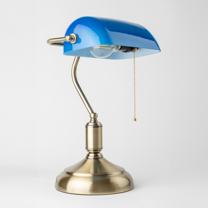 Brilagi - Lampa stołowa BANK OFFICE 1xE27/60W/230V mosiądz/niebieska