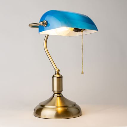 Brilagi - Lampa stołowa BANK OFFICE 1xE27/60W/230V mosiądz/niebieska