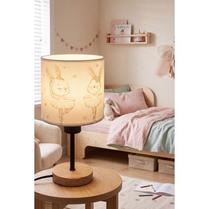 Brilagi - Dziecięca lampka stołowa BOBO WOOD 1xE27/25W/230V dąb/czarny/biały/króliczki