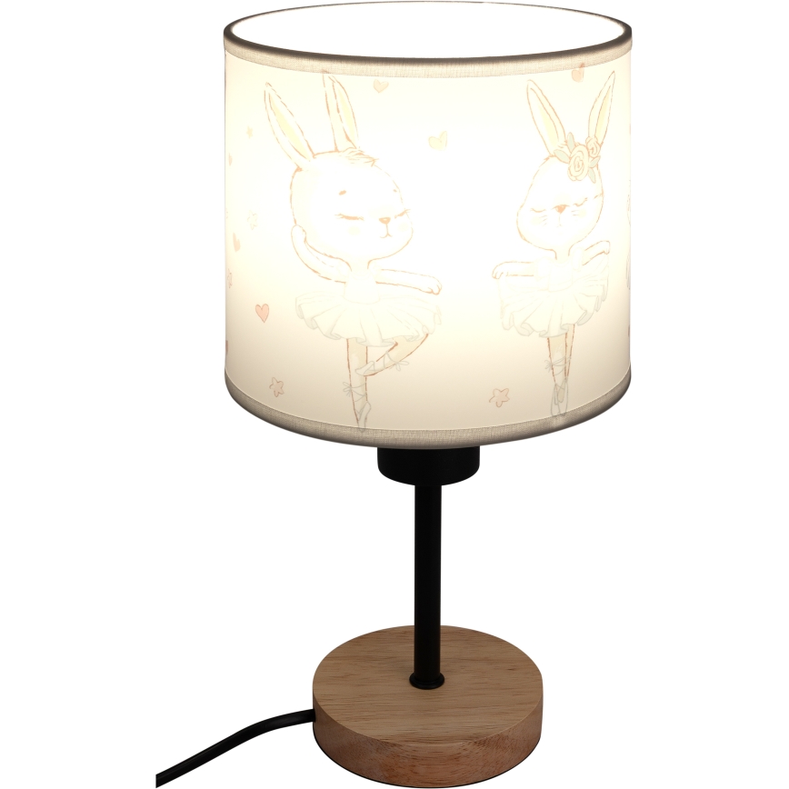 Brilagi - Dziecięca lampka stołowa BOBO WOOD 1xE27/25W/230V dąb/czarny/biały/króliczki